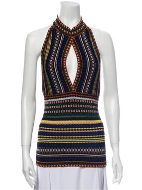 Missoni Multistripe Knit Halter Top in Black, Green, Yellow, Blue, Pink